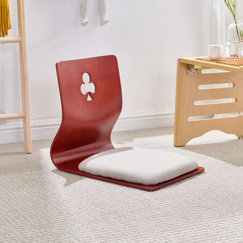 (4pc/lot)Japanese Living Room Zaisu Chair Wholesale Cherry Finish Wood Furniture Tatami Floor Legless Zaisu Chair Bay Window