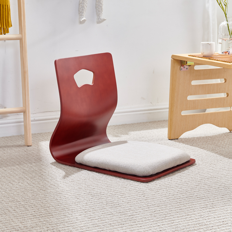 (4pc/lot)Japanese Living Room Zaisu Chair Wholesale Cherry Finish Wood Furniture Tatami Floor Legless Zaisu Chair Bay Window