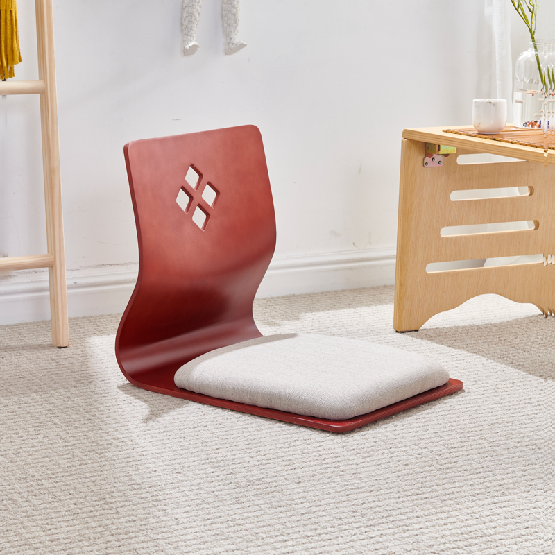 (4pc/lot)Japanese Living Room Zaisu Chair Wholesale Cherry Finish Wood Furniture Tatami Floor Legless Zaisu Chair Bay Window