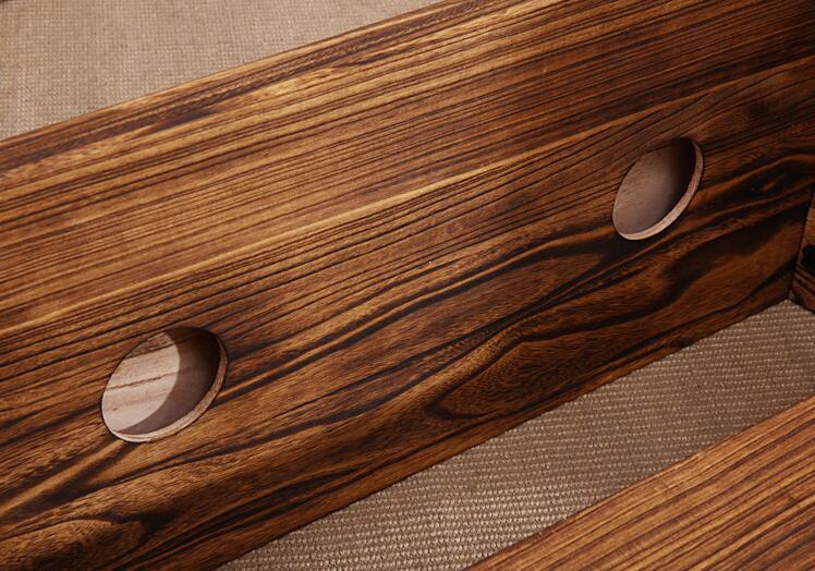 Antique Low Tea Table with A Bench for Japanese Tatami Living Room Balcony Window Platform Coffee Cocktail Table Furniture Wood