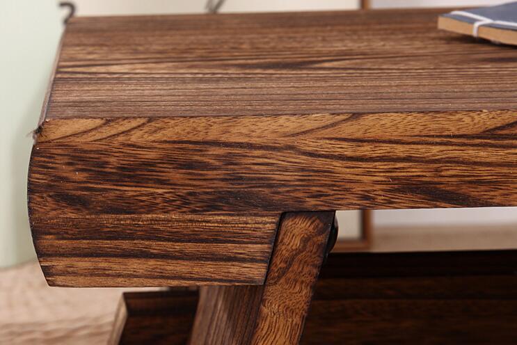 Antique Low Tea Table with A Bench for Japanese Tatami Living Room Balcony Window Platform Coffee Cocktail Table Furniture Wood