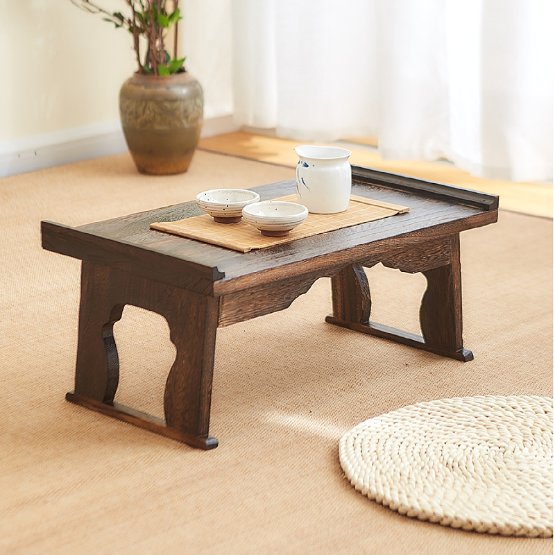 Asian Antique Furniture Japanese Floor Tea Table Folding Leg Rectangle Living Room Furniture Wooden Coffee Center Table Foldable