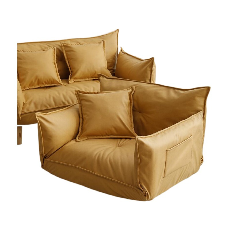 Japanese Style Foldable Floor Sofa Chair Leathaire Upholstery Lazy Recliner Armchair Accent Chair for Dormitory Apartment Living