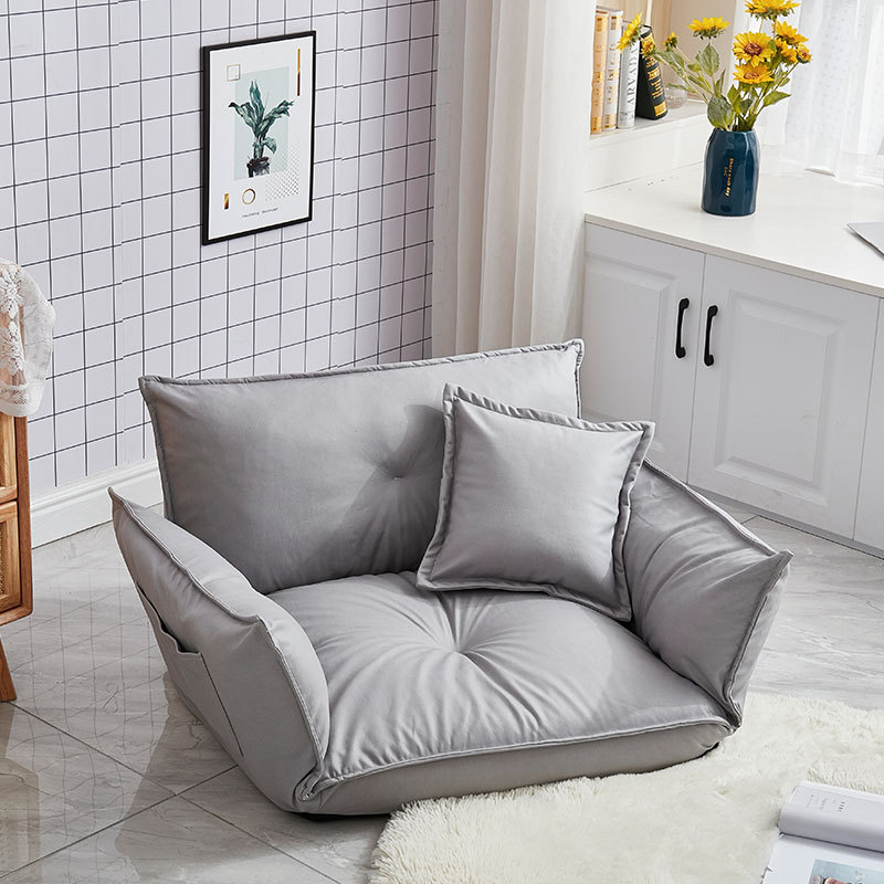 Japanese Style Foldable Floor Sofa Chair Leathaire Upholstery Lazy Recliner Armchair Accent Chair for Dormitory Apartment Living