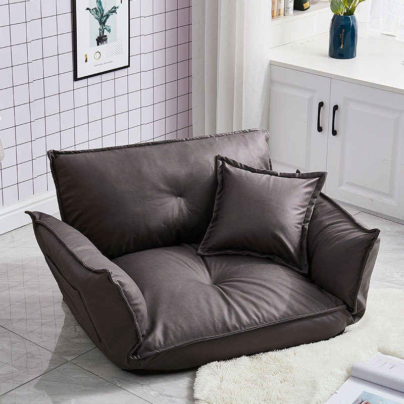 Japanese Style Foldable Floor Sofa Chair Leathaire Upholstery Lazy Recliner Armchair Accent Chair for Dormitory Apartment Living
