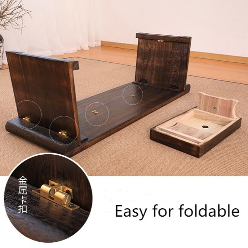 Wood Folding Floor Table With Bench Asian Chinese Antique Furniture Living Room Oriental Traditional Wooden Tea Table Foldable