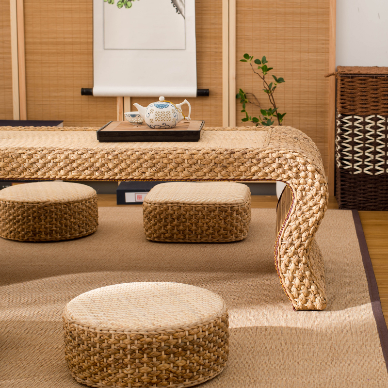 Rustic Bohemian Unique Tatami Coffee or Tea Table Handcrafted Floor Center Table for Sitting on Bay Window Home Decor Boho