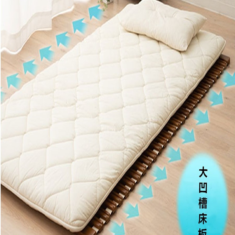 Wood Roll-Type Slatted Bed Slat Support for Japanese Futon Mattress Natural Paulownia Brown Finish Floor Sleeping Tatami Fold