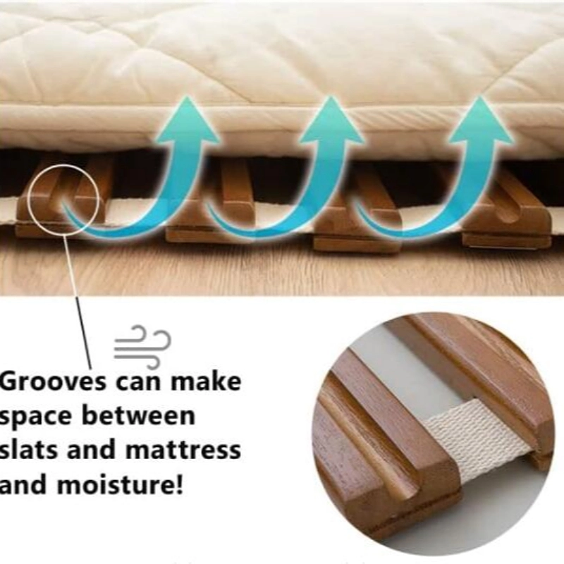 Wood Roll-Type Slatted Bed Slat Support for Japanese Futon Mattress Natural Paulownia Brown Finish Floor Sleeping Tatami Fold