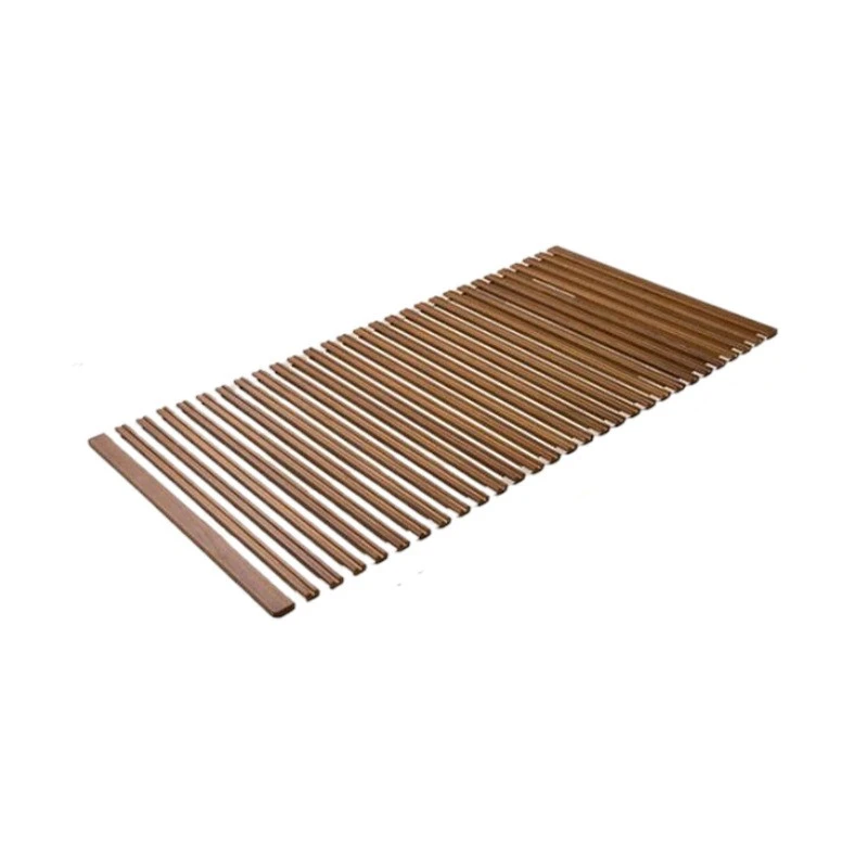 Wood Roll-Type Slatted Bed Slat Support for Japanese Futon Mattress Natural Paulownia Brown Finish Floor Sleeping Tatami Fold