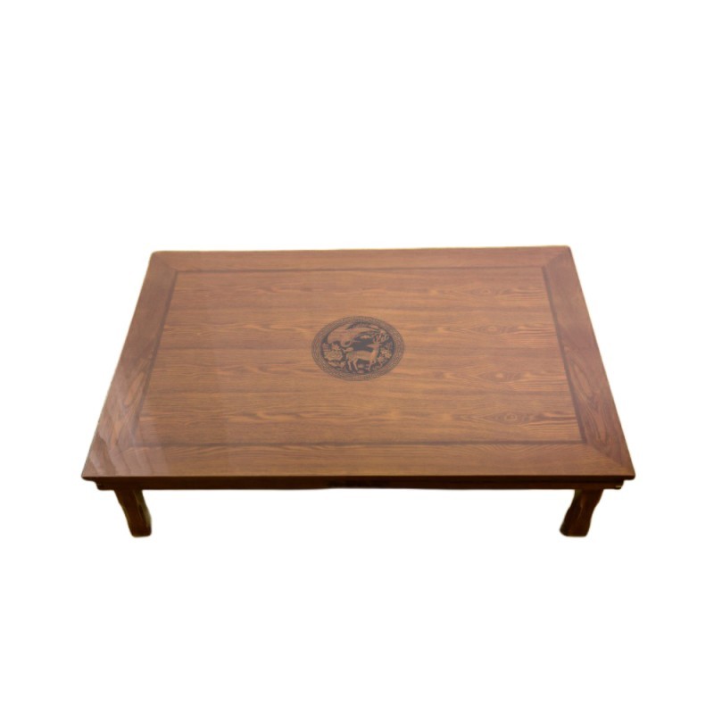 Rectangle 120x80cm Korean Dining Table Folding Leg Dining Room Furniture Asain Traditional Style Foldable Wood Carved Ding Table
