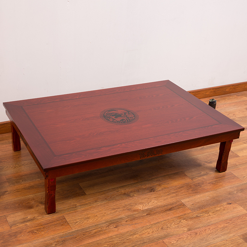 Rectangle 120x80cm Korean Dining Table Folding Leg Dining Room Furniture Asain Traditional Style Foldable Wood Carved Ding Table
