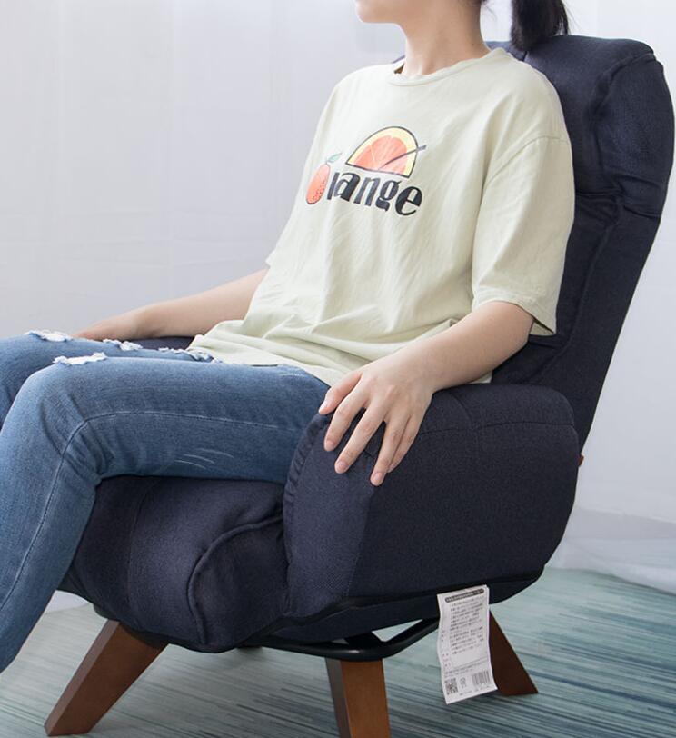 Damedai Rotating Fabric Accent Chair Swivel Low Leisure Lazy Sofa Armchair for Living Room Bedroom Small Spaces Japan Furniture