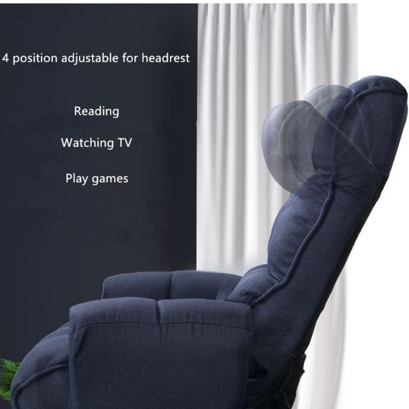 Damedai Rotating Fabric Accent Chair Swivel Low Leisure Lazy Sofa Armchair for Living Room Bedroom Small Spaces Japan Furniture
