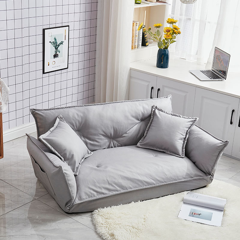 Japanese Style Adjustable Floor Chaise Lounge Sofa Folding Lazy Couch with Armrest for Living Room Bedroom Dorm Apartment Guest