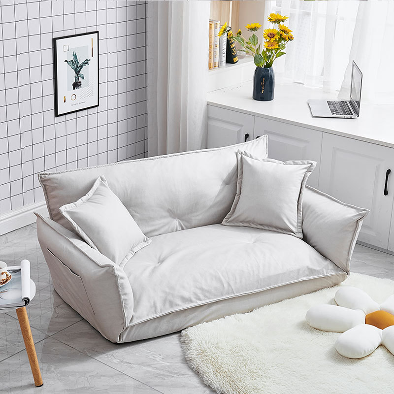 Japanese Style Adjustable Floor Chaise Lounge Sofa Folding Lazy Couch with Armrest for Living Room Bedroom Dorm Apartment Guest
