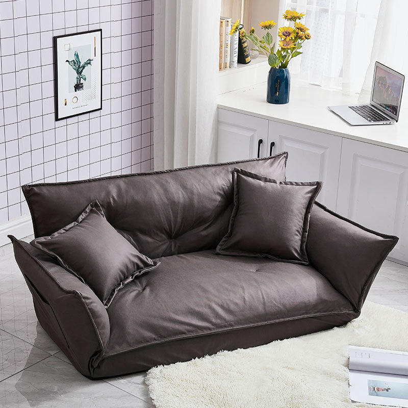 Japanese Style Adjustable Floor Chaise Lounge Sofa Folding Lazy Couch with Armrest for Living Room Bedroom Dorm Apartment Guest