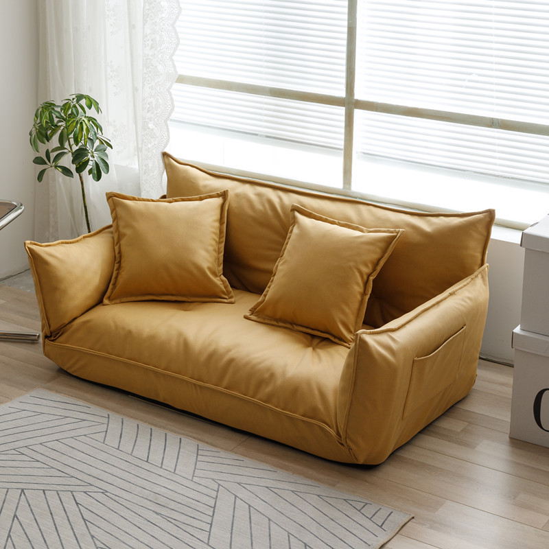 Japanese Style Adjustable Floor Chaise Lounge Sofa Folding Lazy Couch with Armrest for Living Room Bedroom Dorm Apartment Guest