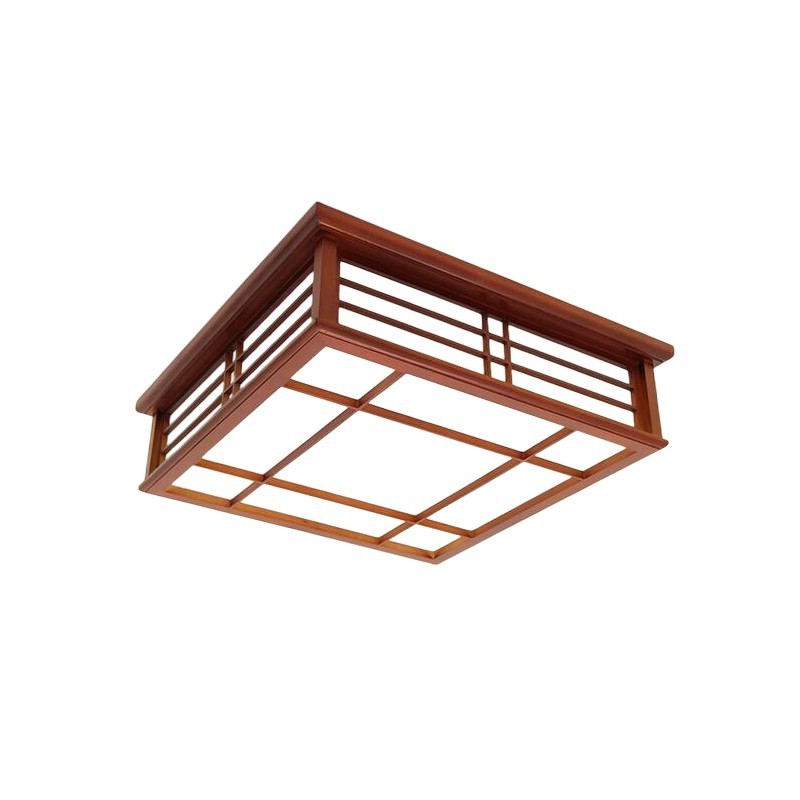 35x35cm Wooden Ceiling Light- Asian Japanese-Style Ceiling Lighting Korean Minimalist Living Room Bedroom Study Led Lamps Wood