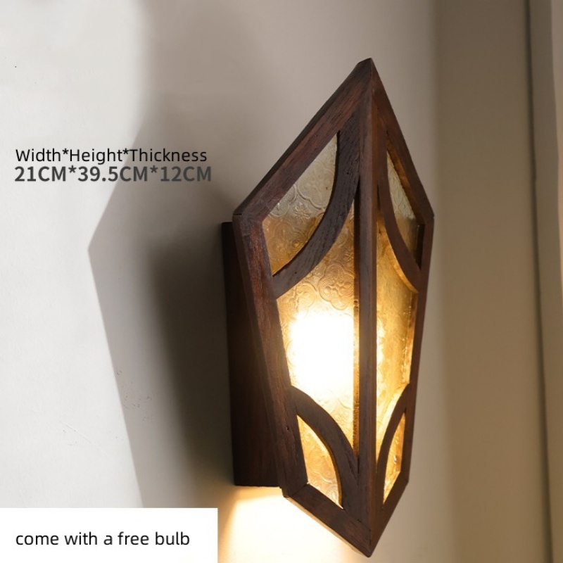 Retro Wooden Wall lamp Southeast Asia Ecological Lighting Creative Hand-Carved Wall Lights Thai Style Hotel Club Bedside Lamp