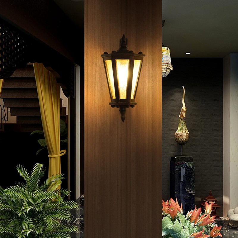 Retro Wooden Wall lamp Southeast Asia Ecological Lighting Creative Hand-Carved Wall Lights Thai Style Hotel Club Bedside Lamp