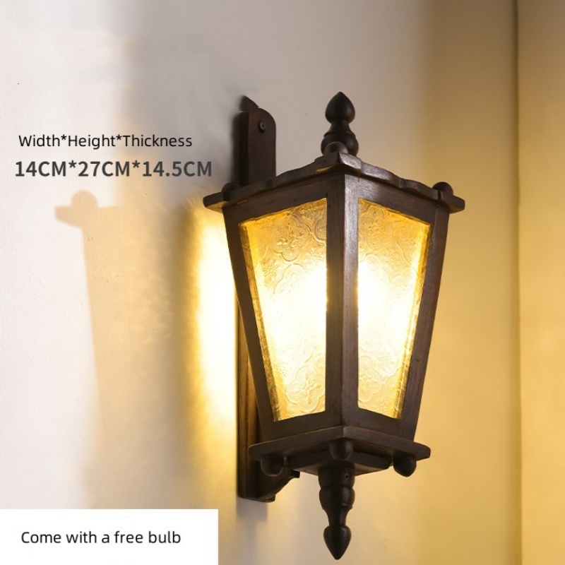 Retro Wooden Wall lamp Southeast Asia Ecological Lighting Creative Hand-Carved Wall Lights Thai Style Hotel Club Bedside Lamp
