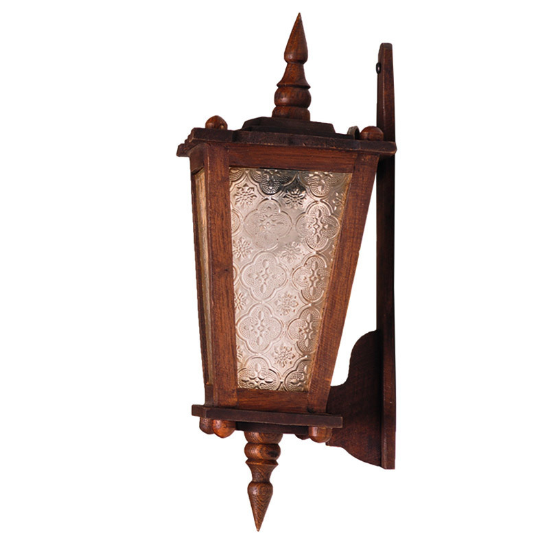 Retro Wooden Wall lamp Southeast Asia Ecological Lighting Creative Hand-Carved Wall Lights Thai Style Hotel Club Bedside Lamp