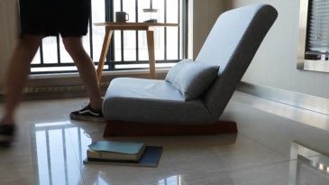 Floor Folding Single Sofa Chair With Ottoman Japanese Style Lounge Recliner Occasional Accent Chair For Living Room Furniture