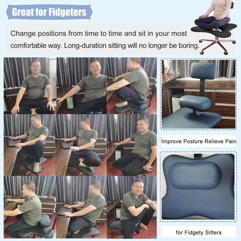 Ergonomic Cross Legged Chair with Wheels Home or Office Furniture Versatile Kneeling Chair Height Adjustable Desk Computer Chair
