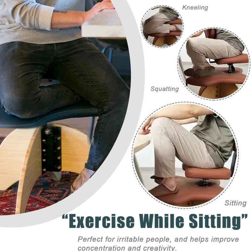 Cross Legged Chair With Backrest Height-Adjustable Stool for Posture Wooden Knee Office Chair Ergonomic Seat Monkey Crouching