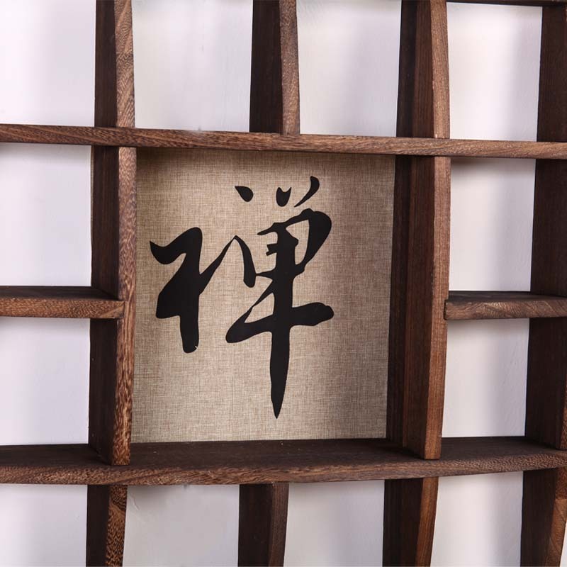 Chinese Style Teacup Holder, Wall-Mounted Antique Shelf Tea Set Display Stand Wall Decoration Solid Wood Teapot Rack Collection