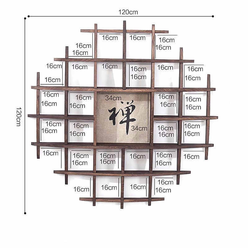 Chinese Style Teacup Holder, Wall-Mounted Antique Shelf Tea Set Display Stand Wall Decoration Solid Wood Teapot Rack Collection