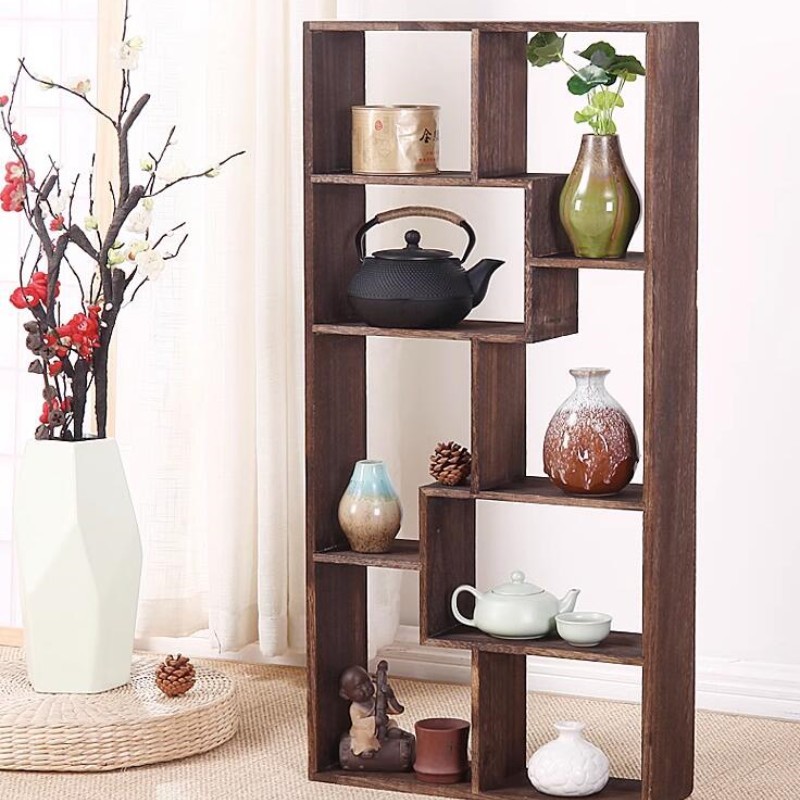 Wall Hanging Solid Wood Duobaoge Teacup Shelf Teapot Rack Tea Set Storage Display Chinese Bogu Floating Shelves Ancient Rack