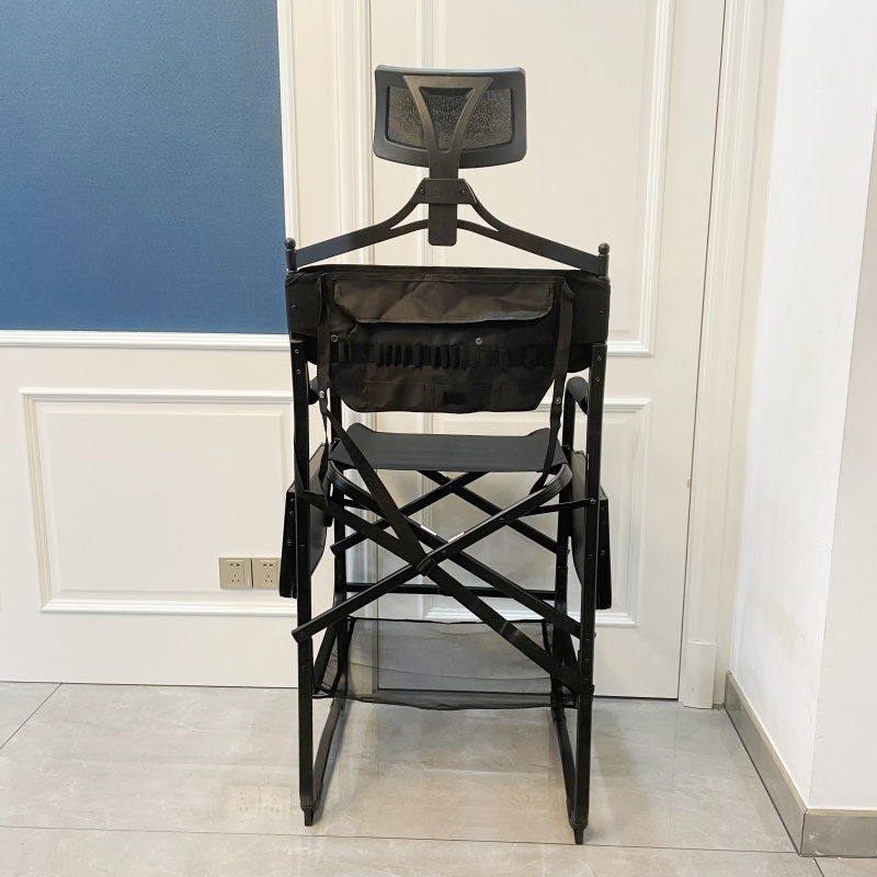 Tall Directors Chair Heavy Duty Bar Height Folding Makeup Chair Padded Seat with Side Table Foot Rest for Camping Home or Patio