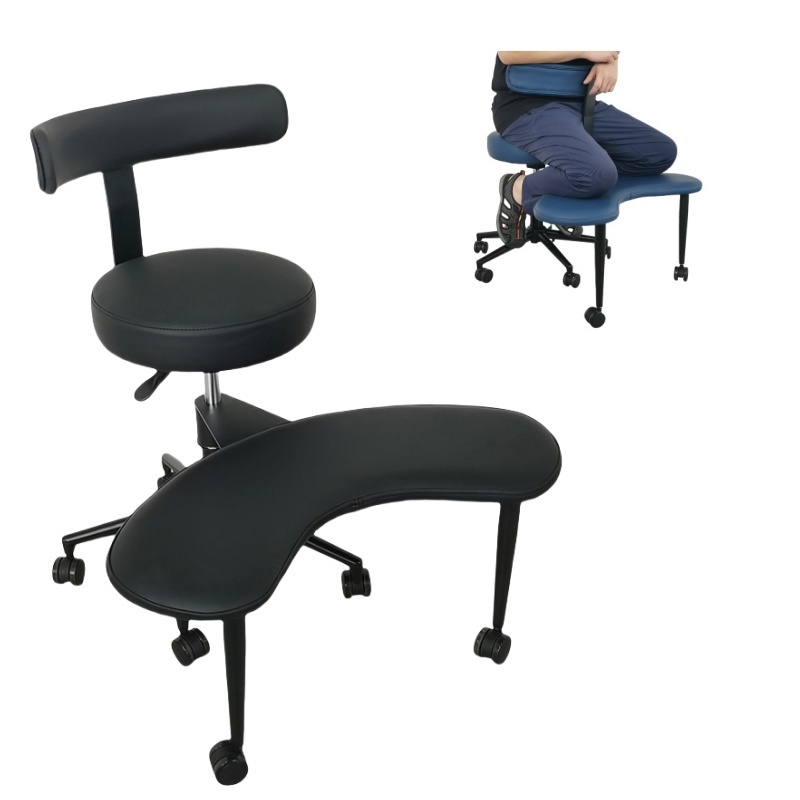 Cross-legged Meditation Chair, Home Office Desk Chair with Adjustable Stool, Lumbar Support, Flexible Design