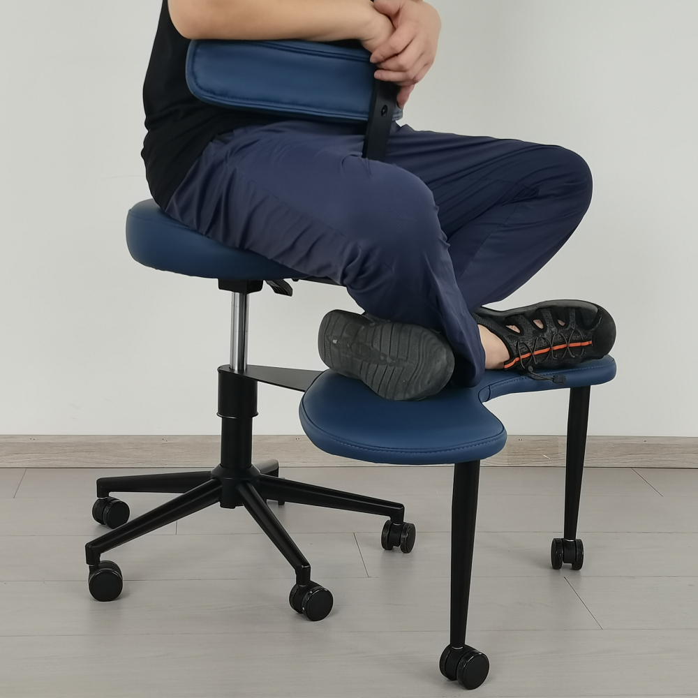 Cross-legged Meditation Chair, Home Office Desk Chair with Adjustable Stool, Lumbar Support, Flexible Design