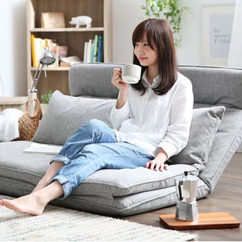 Living Room Futon Chair Sofa Bed Furniture Japanese Floor Legless Modern Fashion Leisure Fabric Reclining Futon Sofa Chair Bed