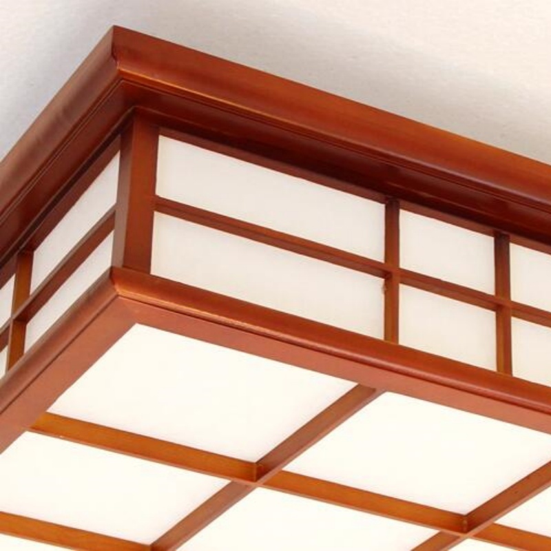 35x35cm Wooden Ceiling Light- Asian Japanese-Style Ceiling Lighting Korean Minimalist Living Room Bedroom Study Led Lamps Wood