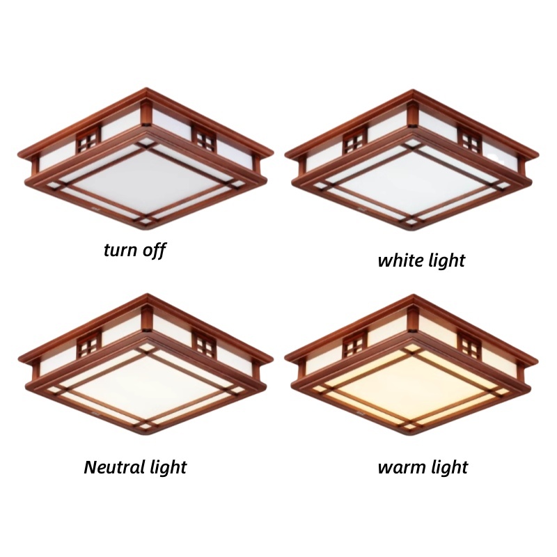 Chinese Style Ceiling Light Mahogany Finish Solid Wood LED Lighting Fixture for Study, Bedroom, Living Room,attic,Tatami