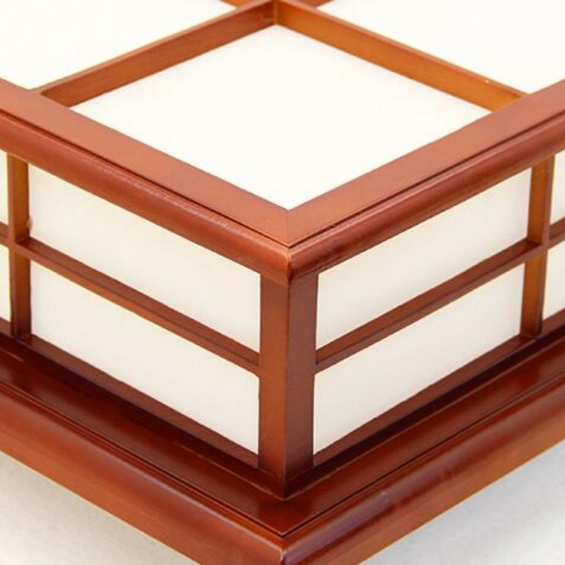 35x35cm Wooden Ceiling Light- Asian Japanese-Style Ceiling Lighting Korean Minimalist Living Room Bedroom Study Led Lamps Wood