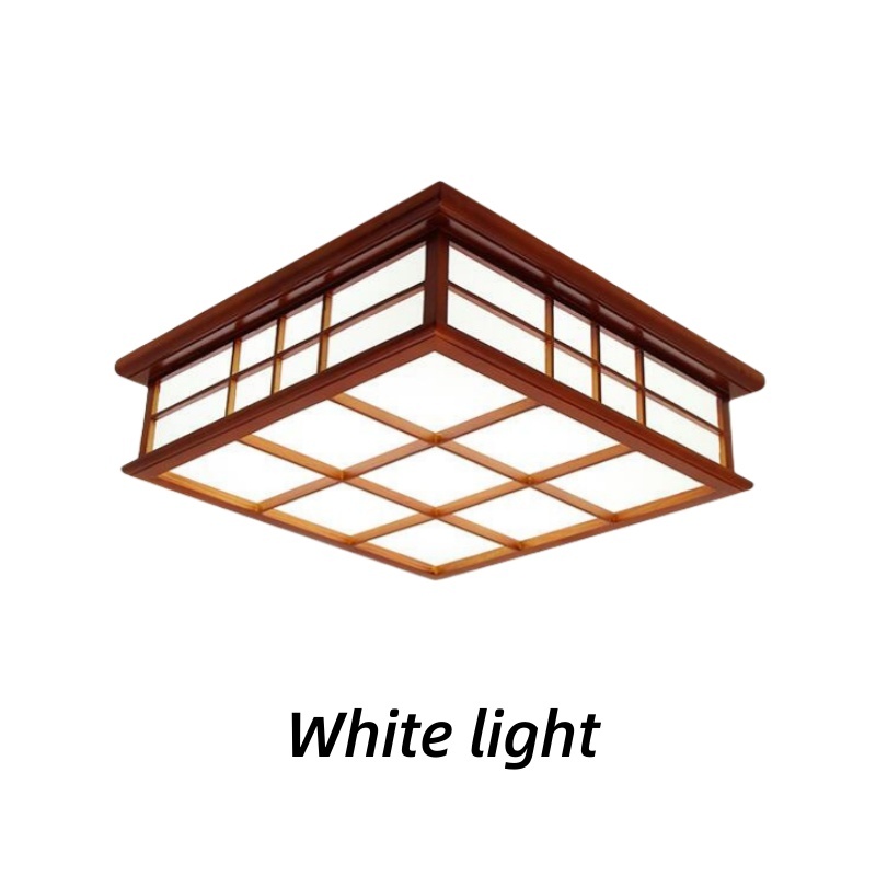 35x35cm Wooden Ceiling Light- Asian Japanese-Style Ceiling Lighting Korean Minimalist Living Room Bedroom Study Led Lamps Wood