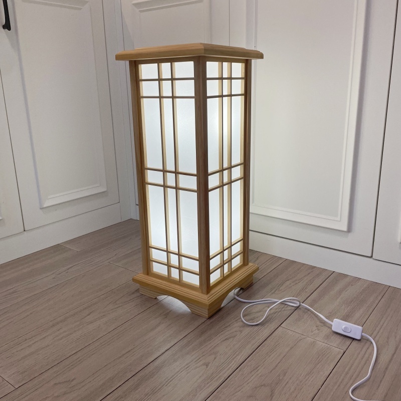 Japanese Style Floor Lamp Wood Light Indoor Lighting-Natural Finish, Medium
