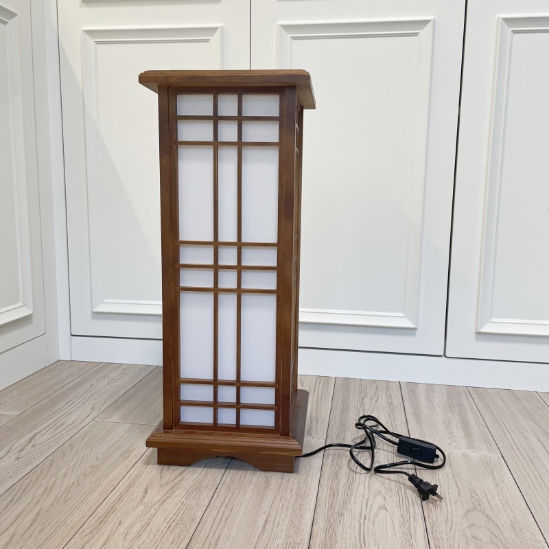 Japanese Style Floor Lamp Wood Light Indoor Lighting-Mahogany Finish, Medium