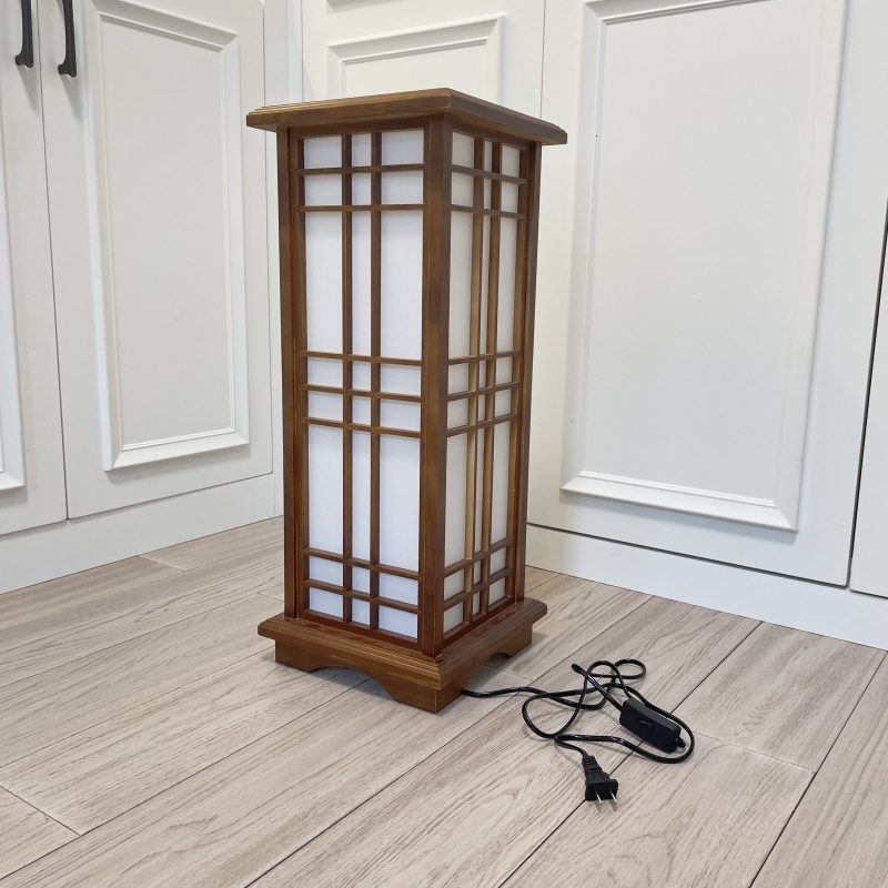 Japanese Style Floor Lamp Wood Light Indoor Lighting-Mahogany Finish, Medium