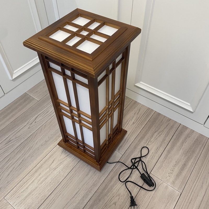 Japanese Style Floor Lamp Wood Light Indoor Lighting-Mahogany Finish, Medium