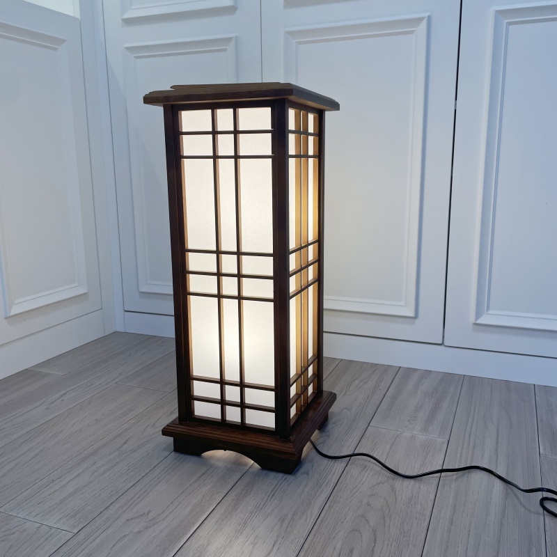 Japanese Style Floor Lamp Wood Light Indoor Lighting-Mahogany Finish, Medium