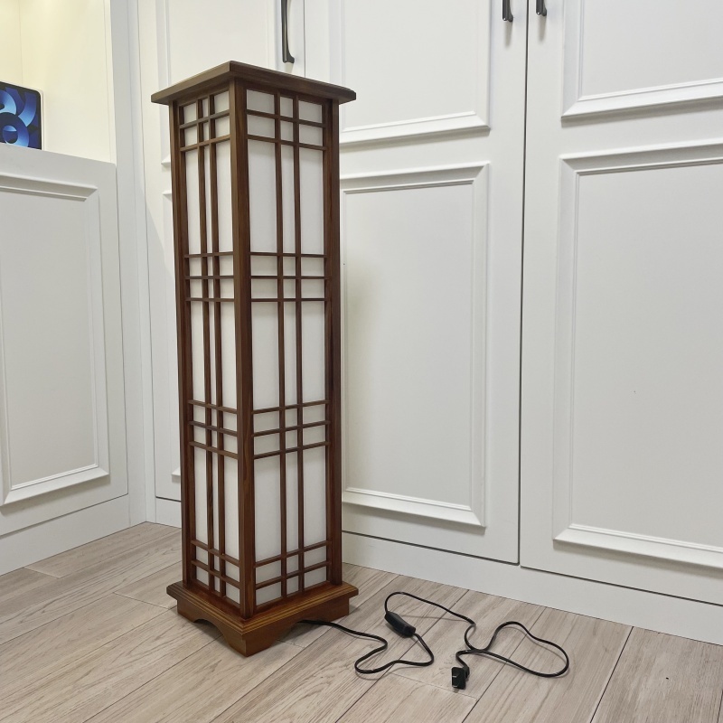 Japanese Style Floor Lamp Wood Light Indoor Lighting-Mahogany Finish, Large