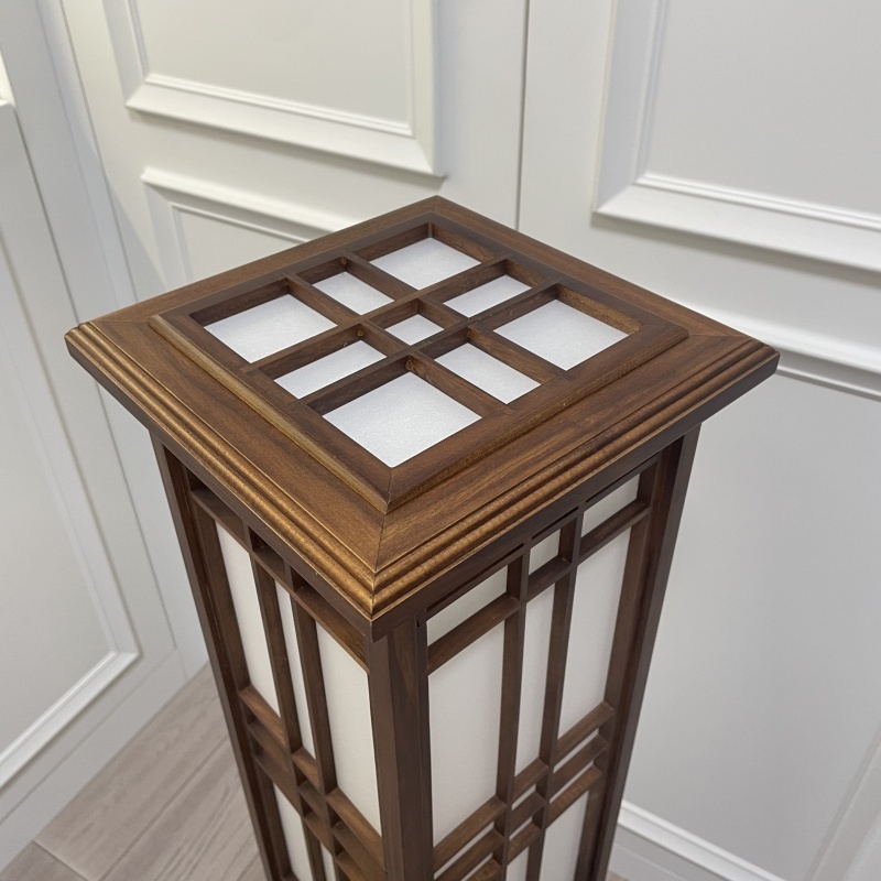 Japanese Style Floor Lamp Wood Light Indoor Lighting-Mahogany Finish, Large