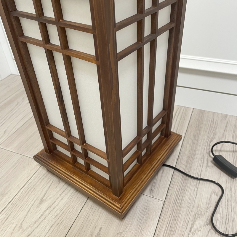 Japanese Style Floor Lamp Wood Light Indoor Lighting-Mahogany Finish, Large