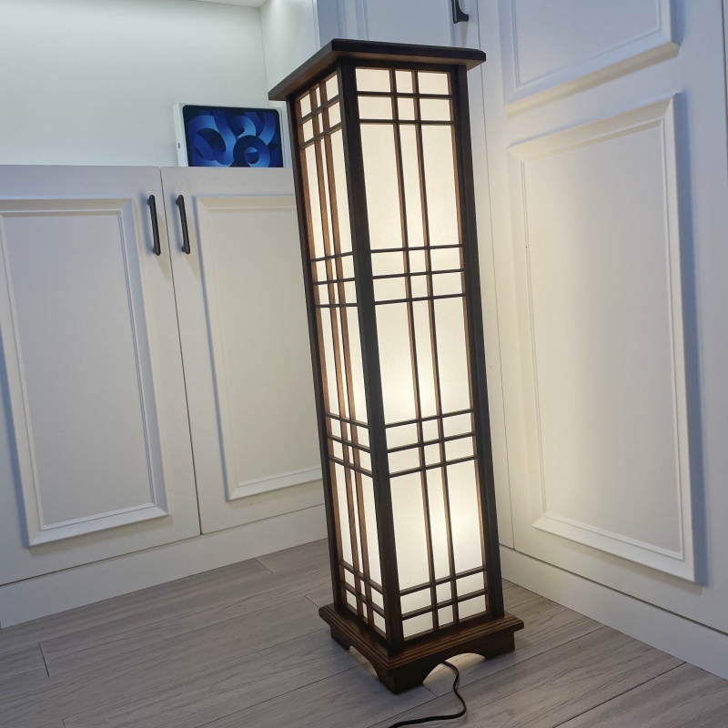 Japanese Style Floor Lamp Wood Light Indoor Lighting-Mahogany Finish, Large